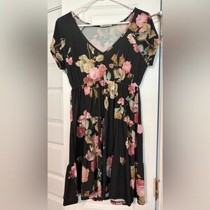Eesome Black Floral Mini Dress